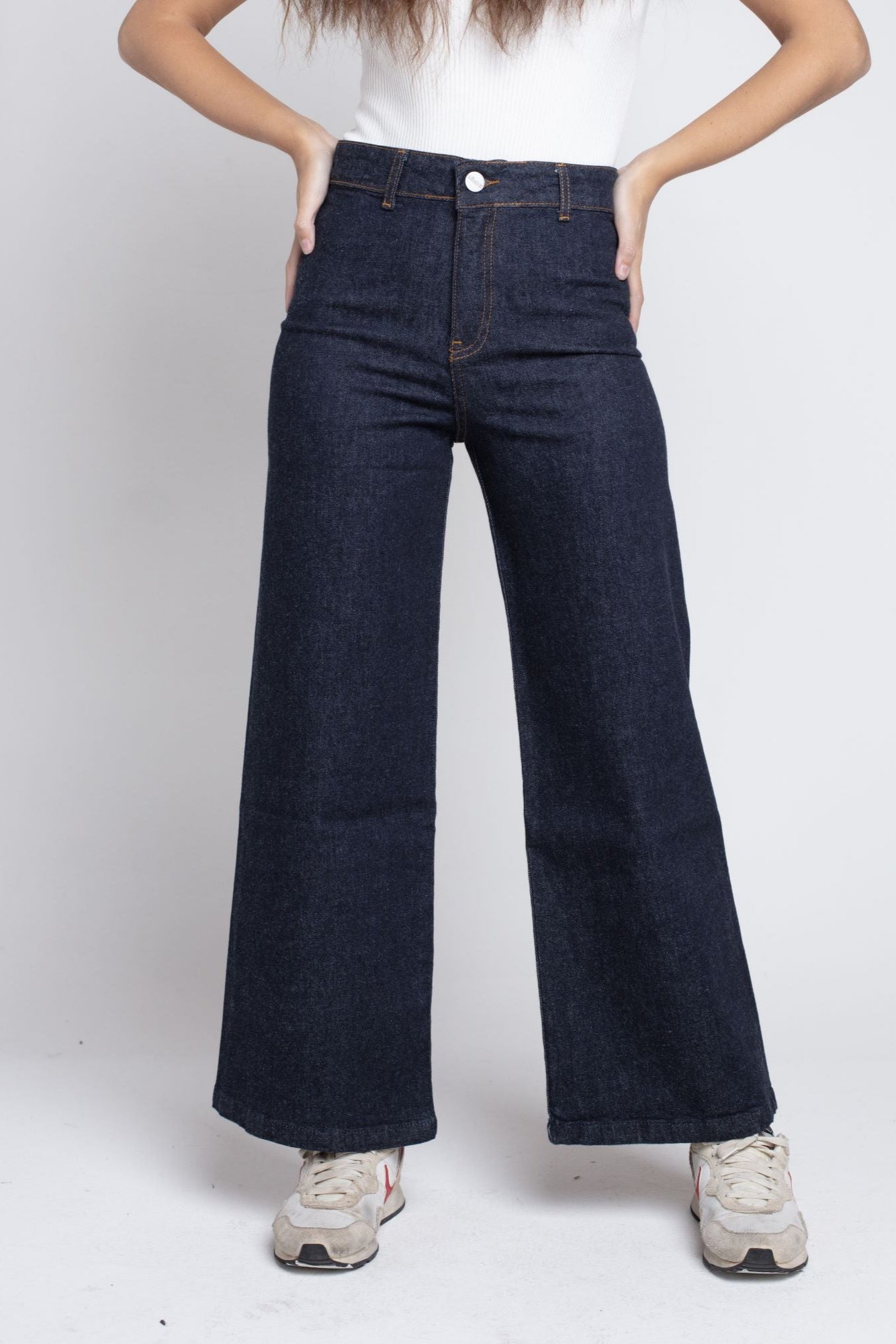 Jeans culotte azul raw